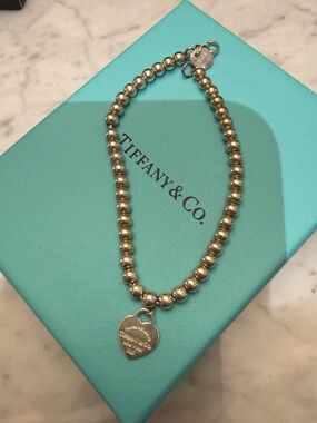 Tiffany & Co. Beaded Heart Tag Bracelet in Silver